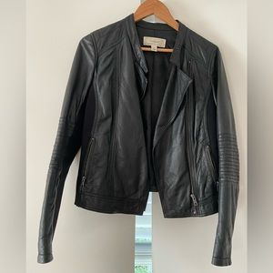 Calson 100% real leather black motorcycle style jacket